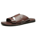 SANDÁLIA MASCULINA CASUAL EM COURO MARROM - CONHAQUE