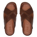 SANDÁLIA MASCULINA CASUAL EM COURO MARROM - CONHAQUE